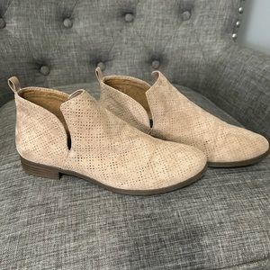 Tan booties by Dr. Scholls